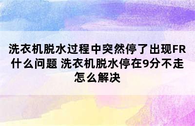 洗衣机脱水过程中突然停了出现FR什么问题 洗衣机脱水停在9分不走怎么解决